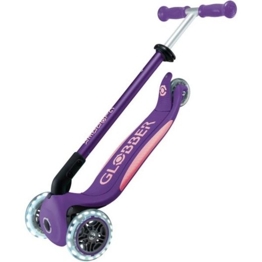 Monopattino Globber Primo Foldable Plus 3 ruote LED Viola/Rosa