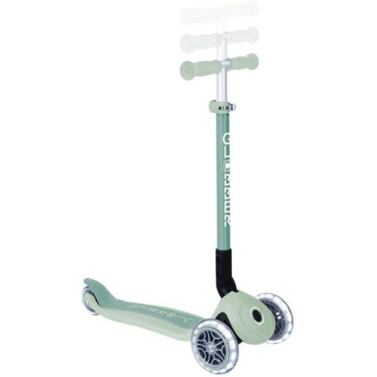 Monopattino bambino Globber Primo Foldable Plus 3 ruote LED verde chiaro