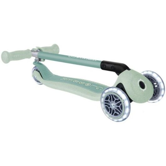 Monopattino bambino Globber Primo Foldable Plus 3 ruote LED verde chiaro