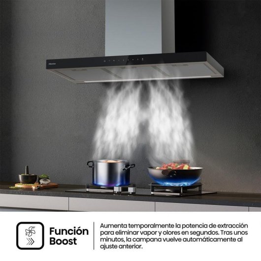 Campana extractora Hisense decorativa Inverter 90cm con Boost y LED