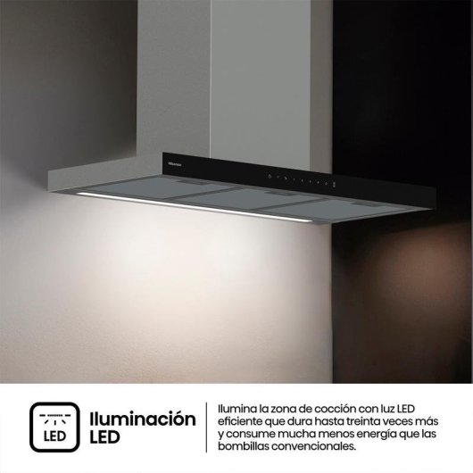 Campana extractora Hisense decorativa Inverter 90cm con Boost y LED