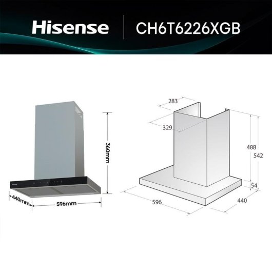 Campana extractora Hisense Inverter Decorativa 60cm con control táctil