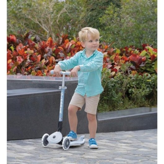 Patinete scooter Globber Primo Foldable Plus Lights Eco 3 ruedas celeste