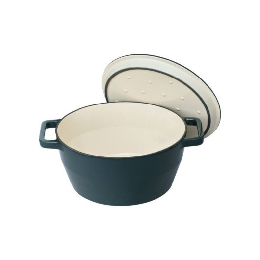 Cocotte Redonda Pyrex Slow Cook 24 Cm De Hierro Fundido Esmaltado Azul Oscuro