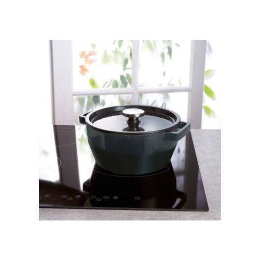Cocotte Redonda Pyrex Slow Cook 24 Cm De Hierro Fundido Esmaltado Azul Oscuro