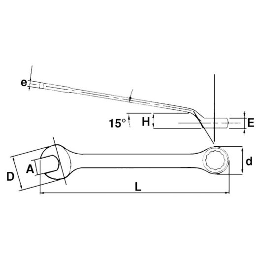 Clé mixte Sam Outillage 53-22-L 22 mm acier chrome vanadium