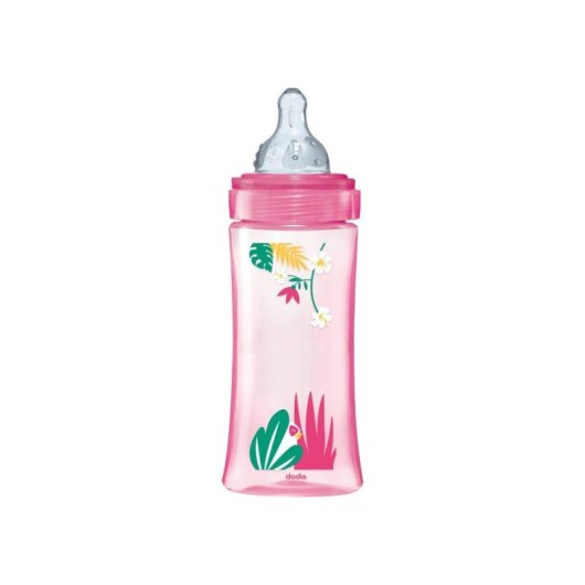 Dodie Initiation+ Biberon Anti-colique 330 Ml, Tétine Ronde 3 Vitesses, Rose Tendre