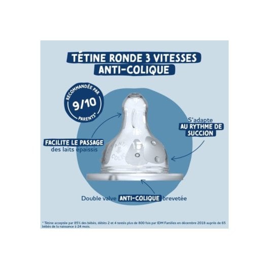Dodie Initiation+ Biberon Anti-colique 330 Ml, Tétine Ronde 3 Vitesses, Rose Tendre