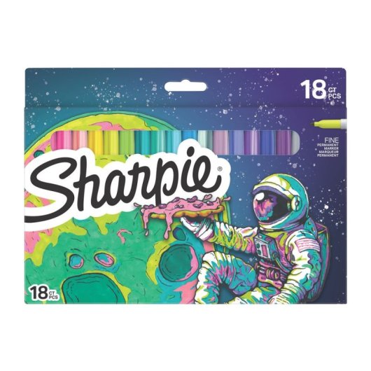 Marqueurs Permanents Sharpie Fine, Boîte De 18, Multicolore