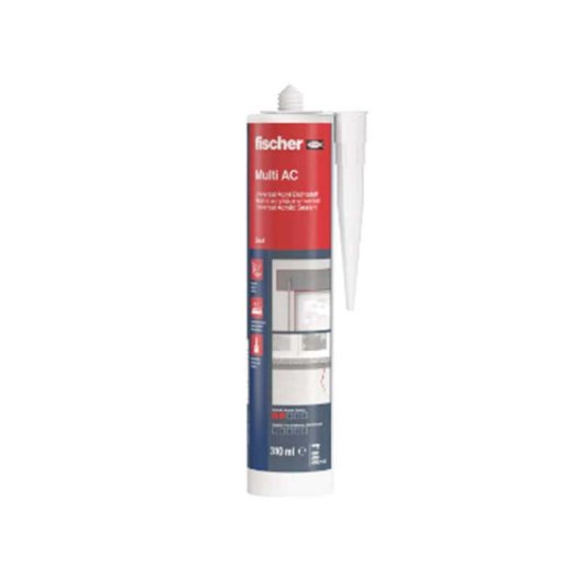 Fischer Multi Ac Sellador Acrílico Para Juntas Multiuso, Blanco, 310 Ml, Cartucho Con Boquilla/cánula, Imprimible Y Cubrible Con Yeso