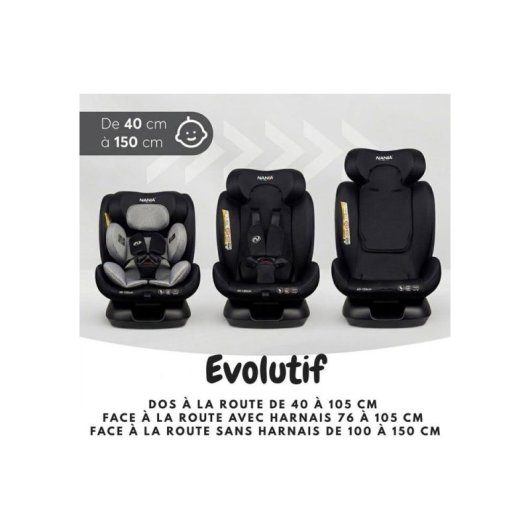 Nania Prato Evol Asiento Coche Infantil I-size Convertible 40-150 Cm, Sentido Contrario A La Marcha Y Adelante Sin Arnés, 11 Posiciones Reposacabezas