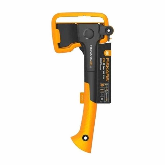 Hacha Universal Fiskars X-series X14 Xs 350 Mm Black/naranja, Acero Templado, Fibercomp, Filo Con Recubrimiento Antiadherente Y Protector De Hoja