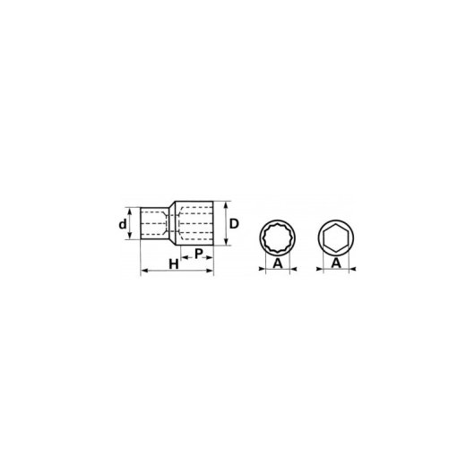 Douille courte Sam Outillage S8 8 mm 1/2 12 pans Chrome Vanadium