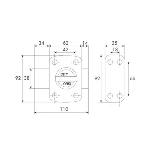Serrure Iseo City 150 En Applique Cylindre 45 mm Finition Métal Doré