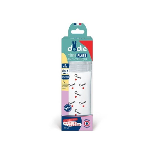 Babyflasche Dodie Mathilde Cabanas 330 ml Flacher Sauger Antikolik Stufe 3