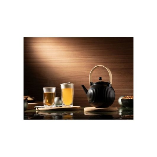 Bodum Douro Tetera Prensa Negra De Porcelana 1,5 L Con Filtro De Acero Inoxidable