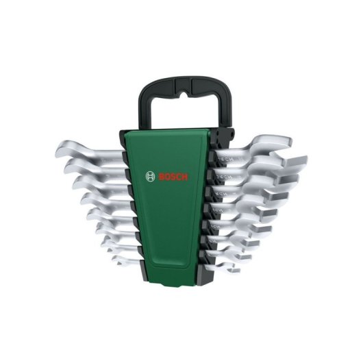 Bosch Juego 8 Llaves Dobles De Boca Fija 6-22 Mm Cromo-vanadio 1600a03hm8, Acabado Cromo Mate Resistente A La Corrosión, En Estuche