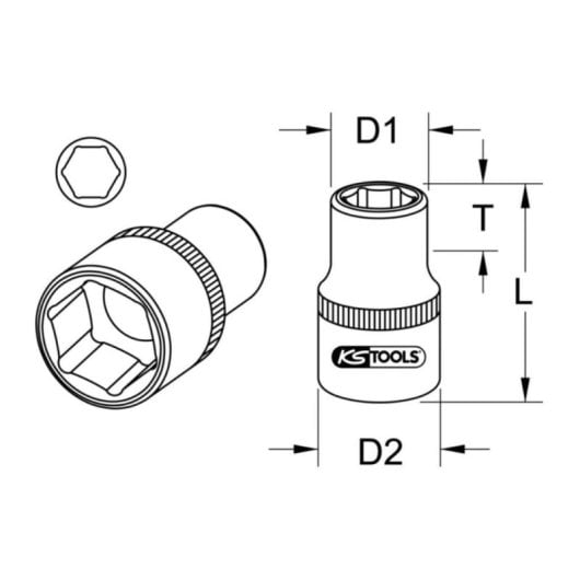 Douille KS Tools 911.3435 3/4 pouce 35 mm Chrome Vanadium