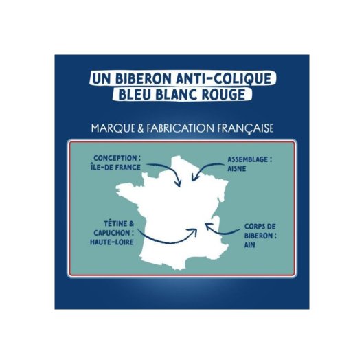 Biberon Anti-coliques Dodie 270 Ml Bleu Avec Tétine Multi-perforée, Débit 2, +3 Mois
