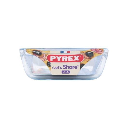 Pyrex Let's Share Fuente De Horno Rectangular De Vidrio Borosilicato 27 X 17 Cm, 1,4 L, Con Asas Anchas Y Grips. Apto Horno Hasta 300 °c Y Microondas/congelador