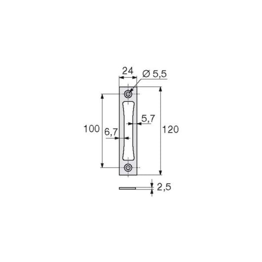Gâche Stremler Assa Abloy Inox 100 x 24 x 2,5 mm Fixation Haut Bas