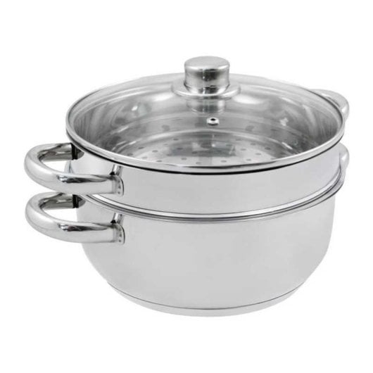 Cestello per cottura a vapore Baumalu 24 cm Acciaio Inox 2 Pezzi con Coperchio in Vetro