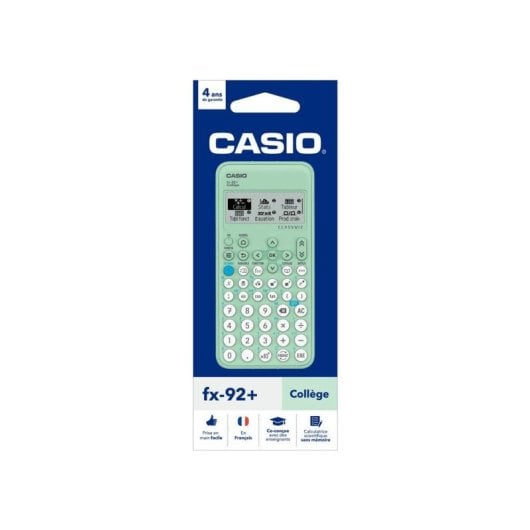 Calculadora Científica Casio Fx-92+ College, Display Lcd 5 Líneas, Escritura Científica 2d, Menú Con Iconos Y Teclas En Francés, Funciones Trigonométricas Y Estadísticas, Generación Qr Y Classpad.net