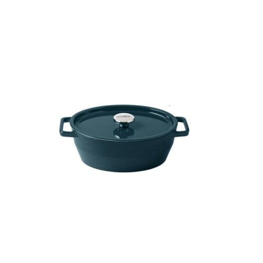 Cacerola Ovalada Pyrex Slow Cook De Hierro Fundido 29 Cm Con Tapa, Rojo/crema