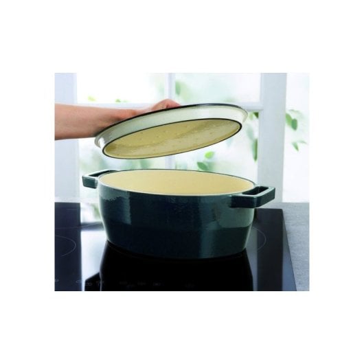 Cacerola Ovalada Pyrex Slow Cook De Hierro Fundido 29 Cm Con Tapa, Rojo/crema