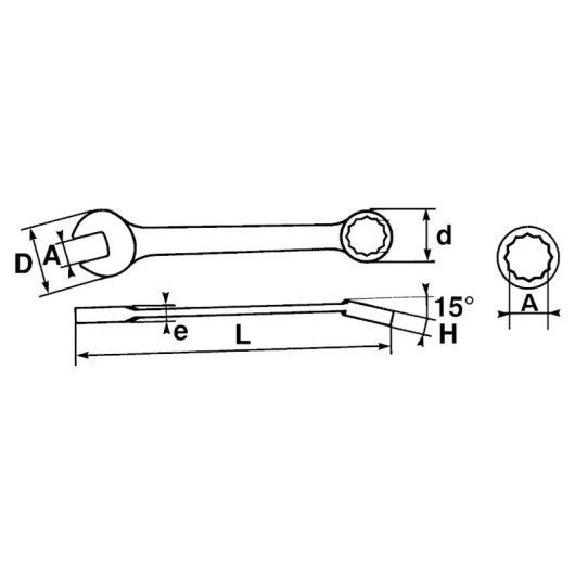 Clé mixte Sam Outillage 5/16 pouces Acier Chrome Vanadium Tête 15°