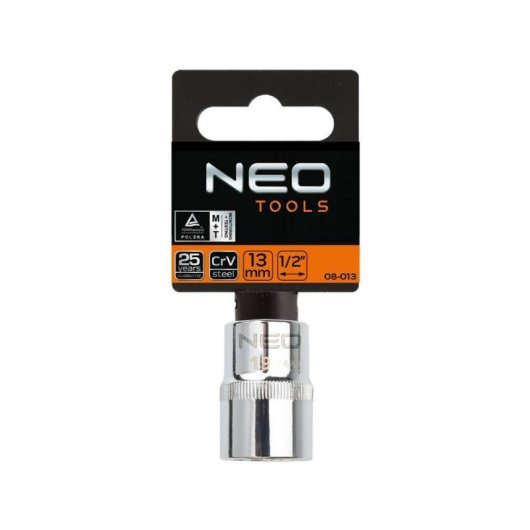 Neo Tools Vaso Hexagonal 6 Puntas 1/2" Superlock Ø16 Mm De Acero Cromo-vanadio Crv, Acabado Cromado, Din3124