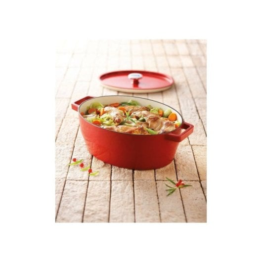 Pyrex Slow Cook Cocotte Ovalada De Hierro Fundido Esmaltado Roja 5,8 L, 33 Cm