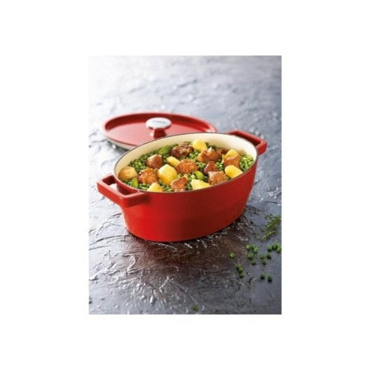 Pyrex Slow Cook Cocotte Ovalada De Hierro Fundido Esmaltado Roja 5,8 L, 33 Cm