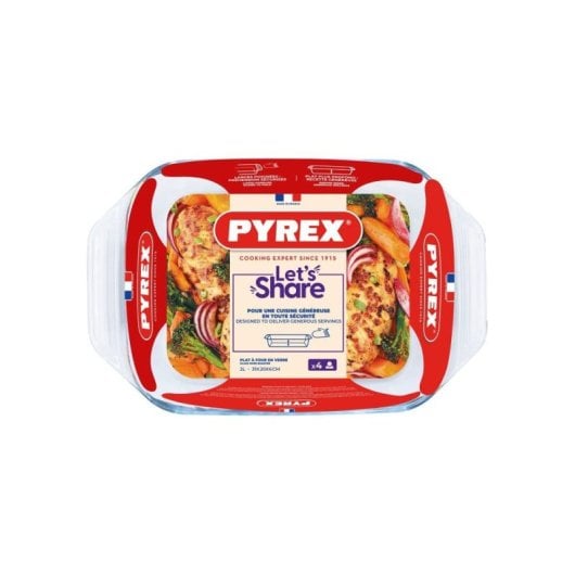 Fuente De Horno Rectangular Pyrex Let's Share! De Vidrio Borosilicato 31 X 20 Cm, 2 L, Transparente