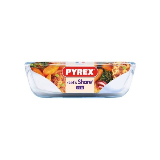 Fuente De Horno Rectangular Pyrex Let's Share! De Vidrio Borosilicato 31 X 20 Cm, 2 L, Transparente