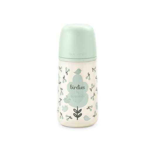 Biberon Suavinex Birdies 270 Ml Vert Avec Tétine Sx Pro M Débit Moyen