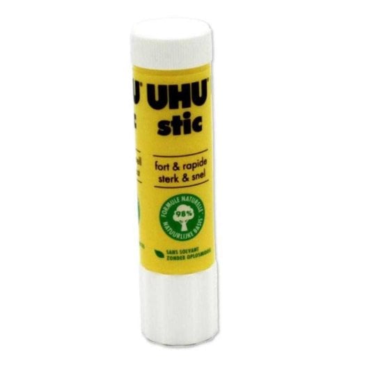Uhu Stic Barra De Pegamento Sin Disolventes 21 G, Tapón De Rosca, 98% Ingredientes De Origen Natural, Para Papel Y Cartón