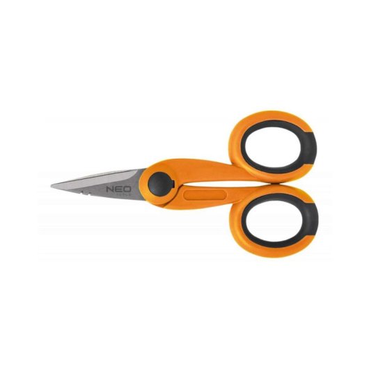 Ciseaux Pour Câbles Et Isolants Neo Tools 140 Mm, Lames Dentées 45 Mm, Coupe 14-22 Mm, 2 Encoches De Dénudage, Poignées Ergonomiques Bicolores, Certification Tüv
