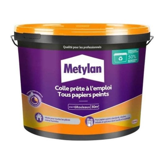 Cola Para Papel Pintado Metylan Lista Para Usar 4,5 Kg, Secado Transparente Y Alta Adherencia Para Vinílicos, Tnt Y Papeles Especiales