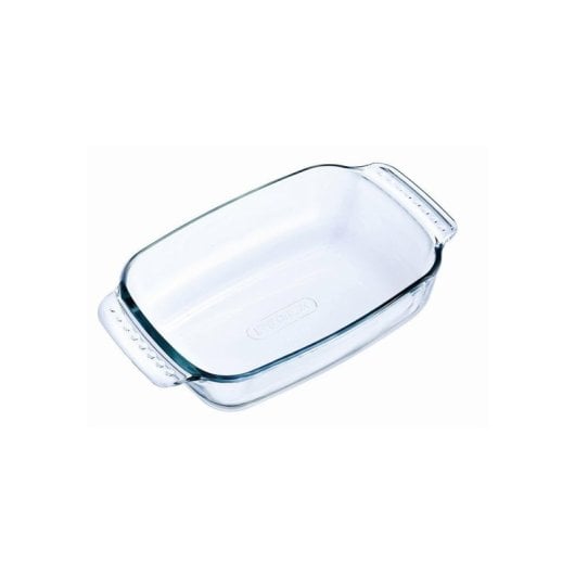 Fuente Rectangular Pyrex De Vidrio Con Asas, 35 X 23 Cm