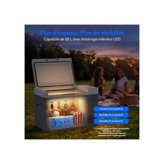 Medion Life Md370027 Nevera/conservadora Compresor 28 L Con Pantalla Digital Y Luz Led, -20 A +20 °c, 12/24/230 V, Aislamiento Alto Rendimiento