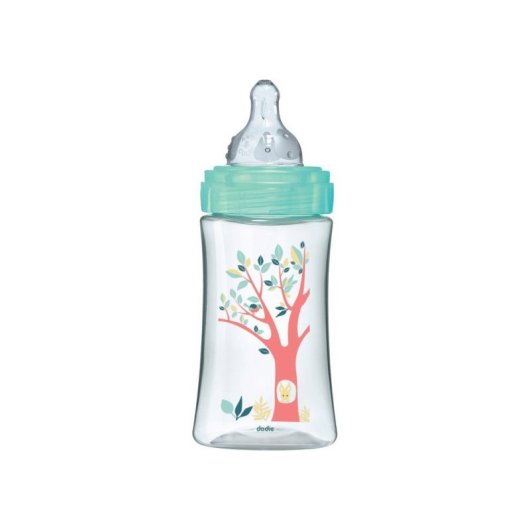 Biberon Anti-coliques Dodie Initiation+ 270 Ml, Tétine Ronde Taille 2, 0-6 Mois, Vert