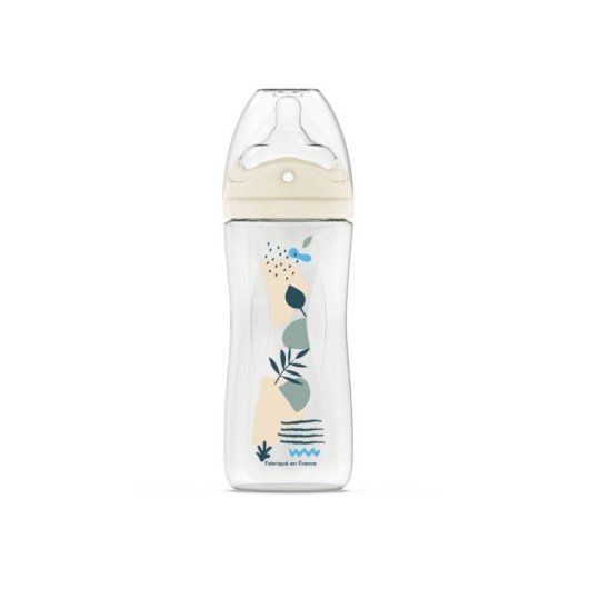 Biberon Anti-colique Dodie 330 Ml +6 Mois, Tétine Multi-perforée Biomimétique Débit 3, Bleu