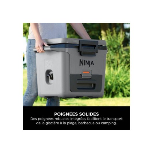 Shark Ninja Frostvault 28l Nevera Rígida Con Ruedas Gris, Refrigeración Pasiva Y Compartimento Dry Zone, Tapa Con Cierre Bloqueable Hermético
