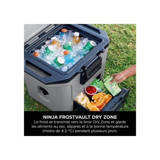 Shark Ninja Frostvault 28l Nevera Rígida Con Ruedas Gris, Refrigeración Pasiva Y Compartimento Dry Zone, Tapa Con Cierre Bloqueable Hermético