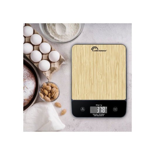 Báscula De Cocina Electrónica Little Balance Lb 8712 10 Kg Usb Acabado Madera