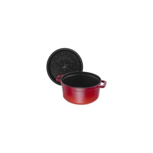 Cocotte Redonda Staub De Hierro Fundido Esmaltado 28 Cm, Rojo Cereza, 6,7 L Con Tapa Hermética Auto-bastante