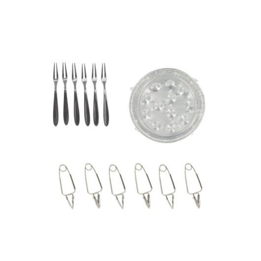 Fackelmann Conjunto Especial Para Escargots: 30 Bandejas De Aluminio Desechables (12 Cavidades), 6 Tenacillas/fork Y Pinzas De Acero Inoxidable, Para Cocinar Y Servir Al Horno
