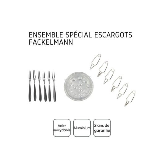 Fackelmann Conjunto Especial Para Escargots: 30 Bandejas De Aluminio Desechables (12 Cavidades), 6 Tenacillas/fork Y Pinzas De Acero Inoxidable, Para Cocinar Y Servir Al Horno