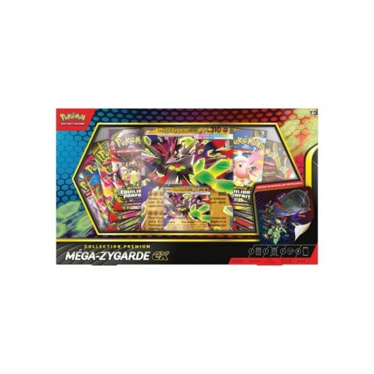 Pokémon Tcg Collection Premium Box 2026 Mega-zygarde Ex, Caja Coleccionista Con Ventana De Cartas, Diseño Con Franja Inferior Negra Y Marcado Ce